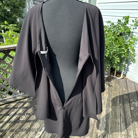 Halston Heritage Dress 10 V-Neck Cocktail Cape Black Event Formal New Year Party - Picture 10 of 15